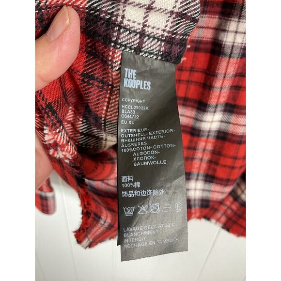 The Kooples Men's Red Checked Classic Wide Fit Over Shirt NWT Size XL - Picture 10 of 10